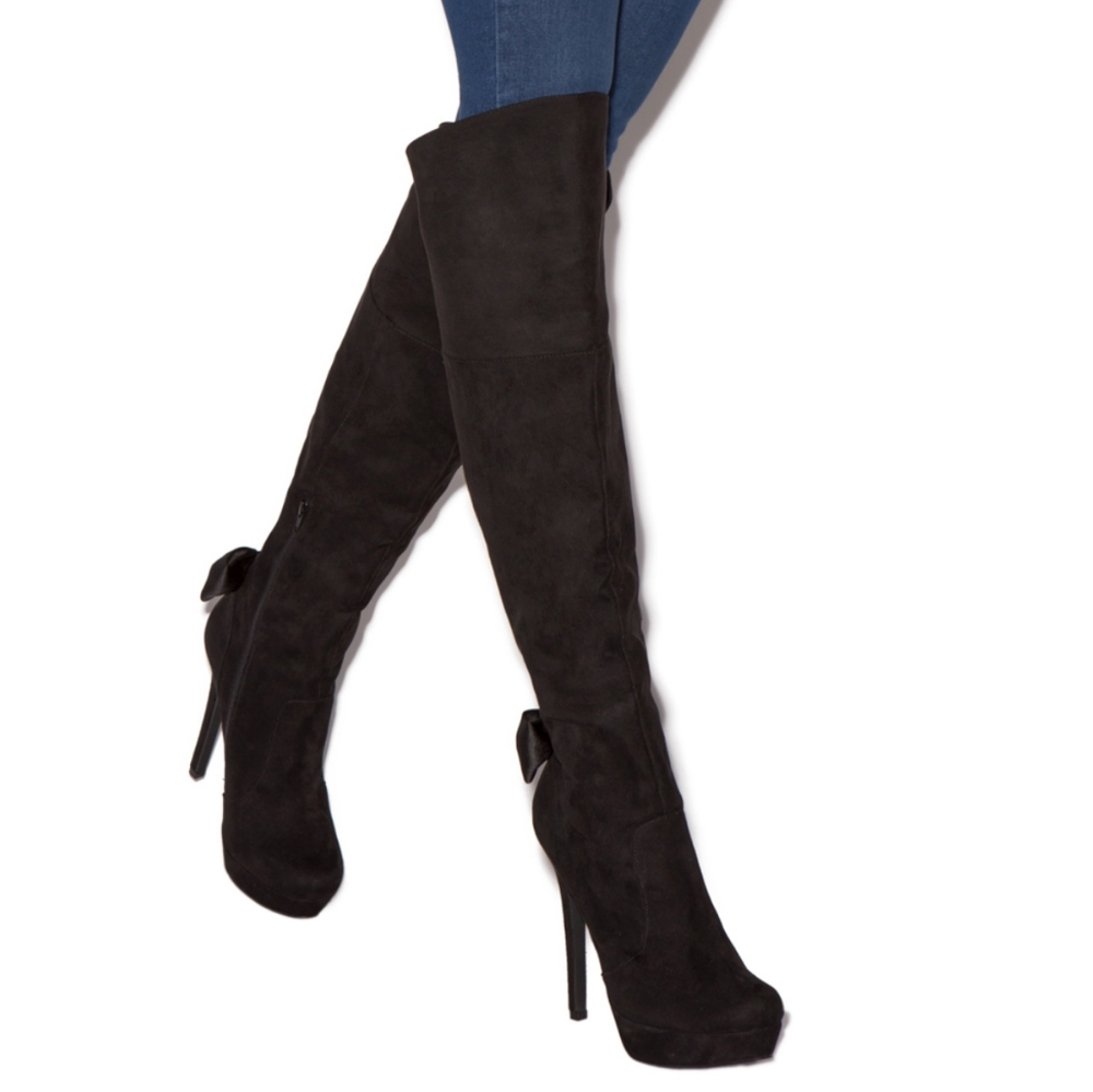 NWOB Suede Platform Stiletto Over the Knee Boots